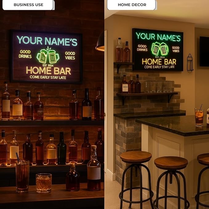Custom Bar Neon Sign Vip Lounge Beer Home Bar Lights Decor Acrylic Table LED Personalized Lighted Signs for Men Restaurant Coffee Man Cave Workshop Garage Poker Signs Gifts-Ruum Studio Home