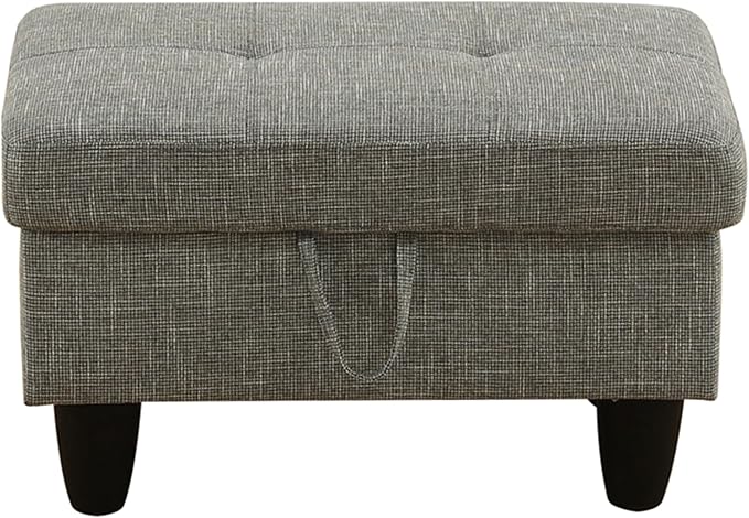 Ottoman Rectangular Storage Ottoman Bench, Flannel Footrest Stool Footstool with Lid for Living Room, Bedroom, Entryway, Gray, 28.5"x19"x17.5"-Ruum Studio Home