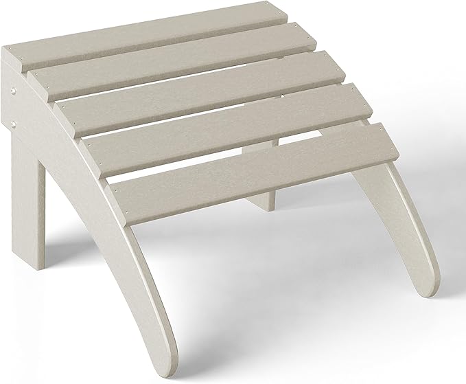 WestinTrends Outdoor Ottoman, Patio Adirondack Ottoman Foot Rest, All Weather Poly Lumber Folding Foot Stool for Adirondack Chair, Widely Used for Outside Porch Pool Lawn Backyard, Sand-Ruum Studio Home