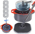 Spin Mop and Bucket Set with Separate Dirty and Clean Water,360° Spin Mop and Bucket System with Widening Foldable Handle,4 Replaceable Mop Pads,Square Mop for Floor Hardwood Tile Marble Wall Cleaning-Ruum Studio Home