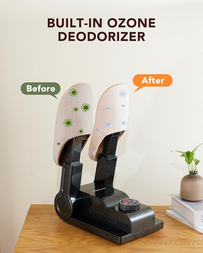 FORLIM [Upgraded Temperature Control] Boot Dryer for Work Boots - Shoe Dryer with 24-Hour Delay Timer, Portable Glove Dryer & Boot Warmer, Automatic Shut-Off Timer, Folding Design, Smart Panel, Black-Ruum Studio Home