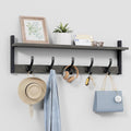 Tatub 29" Rustic Coat Rack Wall Mount with Shelf, Entryway Wall Hooks with Shelf, Coat Hangers for Bathroom, Living Room, Bedroom, Dark Grey-Ruum Studio Home