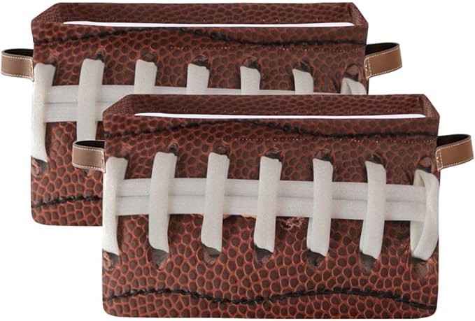 Storage Basket Bin American Football Cool Organizer Basket Collapsible Shelf Basket Cube with handle for Nursery Bedroom Bathroom, one sizex1-Ruum Studio Home