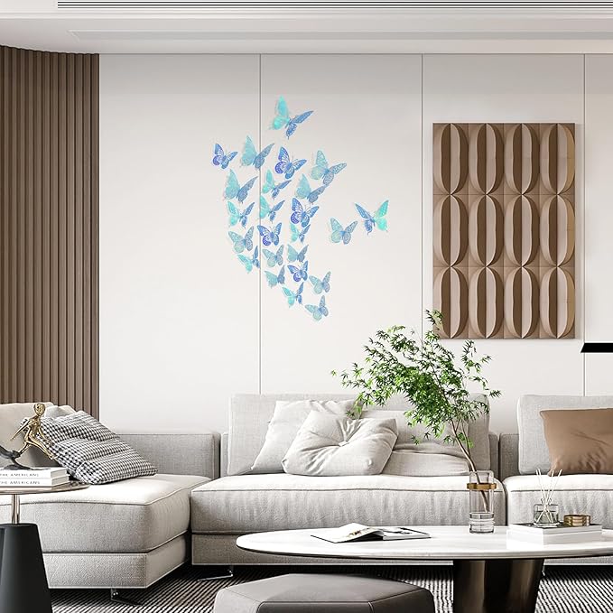 SAOROPEB 3D Butterfly Wall Decor - 48 Pcs, 4 Styles, 3 Sizes - Removable Stickers for Birthday & Party Decorations-Ruum Studio Home