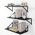 Heimlove 24" W x 12" D Wall Shelves for Books, 12 Inch Deep Floating Shelves Set of 3, Wide Floating Bookshelf with Metal Bracket for Living Room, Kitchen, Office, Bedroom and Decor Storage - Black-Ruum Studio Home