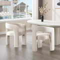 White Chenille Dining Chairs Set of 2, Modern Barrel Dining Room Chairs Upholstered Accent Chair with Arms and Round Back for Living Room Kitchen Armchair No Assembly Needed-Ruum Studio Home