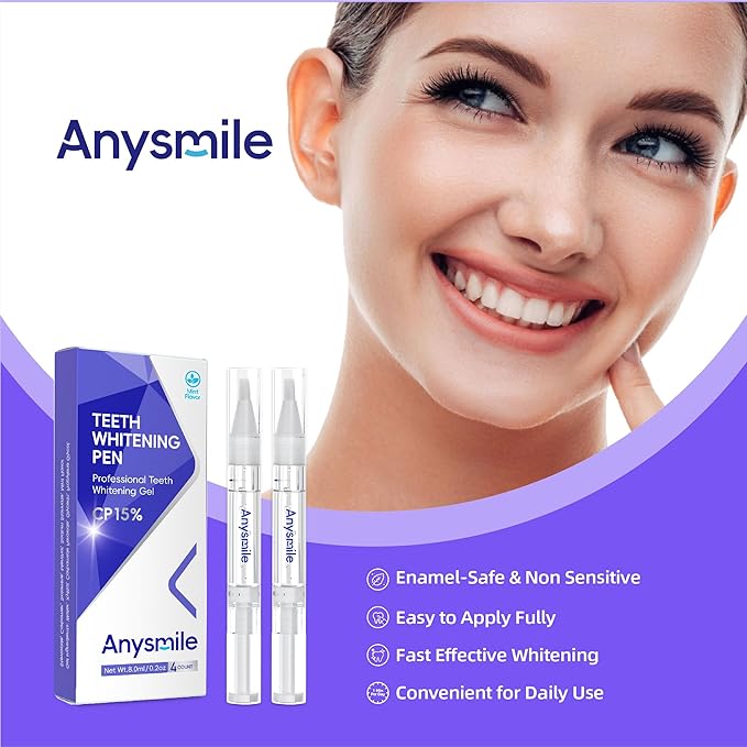 Teeth Whitening Pens Non Sensitive Teeth Whitener Gel with Effective 15% Carbamide Peroxide, 4 Professional Tooth Whitening Gel Pens 2ml/Pen-Ruum Studio Home