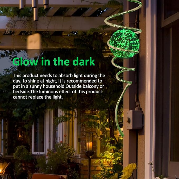 Glow in The Dark Wind Spinner Tail Gazing Ball Spiral Decorative Spiral Tail Wind Spinner Stabilizer Sun Catcher,Indoor Outdoor Hanging Art Garden Decoration Wind Sculpture Stabilizer-13in-Ruum Studio Home