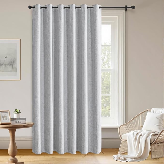 Blackout Curtains Customsize 1 Panel, 100% Blackout Textured Thermal Curtains, Grommet Privacy Light Blocking Drapes for Living Room Bedroom Luxury Decor(Customsize, White)-Ruum Studio Home