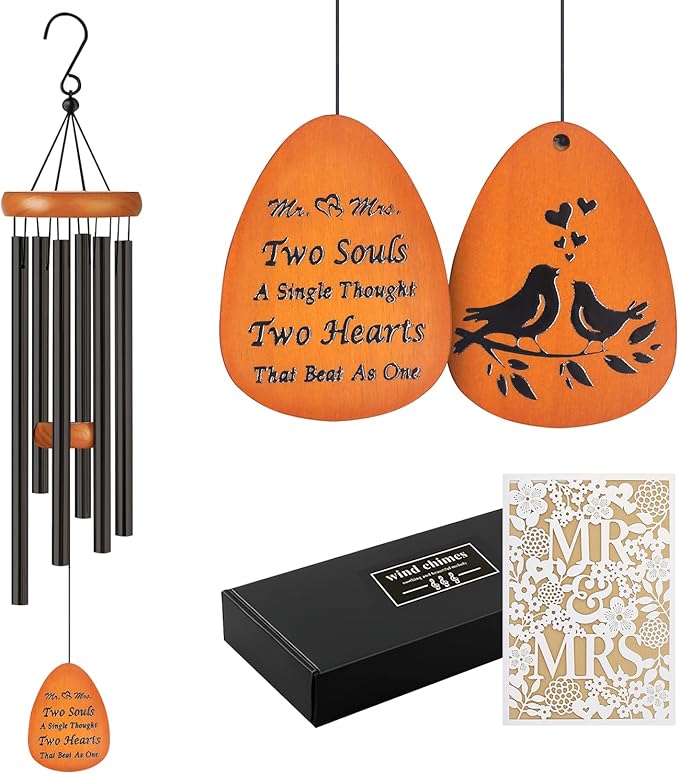 Wedding Gifts for Couple 2025,Married Gifts for Newlywed Mr. and Mrs. Wind Charms,Wedding Wind Chime,Engagement Gift idea for Couple Home-Ruum Studio Home