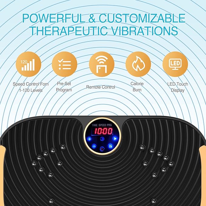AXV Vibration Plate Fitness Platform Exercise Machine Vibrating Lymphatic Drainage Shaking Full Body Shaker Workout Vibrate Stand Shake Board Sport Gym for Weight Loss Fat Burner for Women Men-Ruum Studio Home