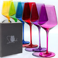 Saludi Colored Wine Glasses, 16.5oz (Set of 6) Stemmed Frida-Color Glass - Great for all Wine Types and Occasions - Luxury, Durable, Hand-Blown-Ruum Studio Home