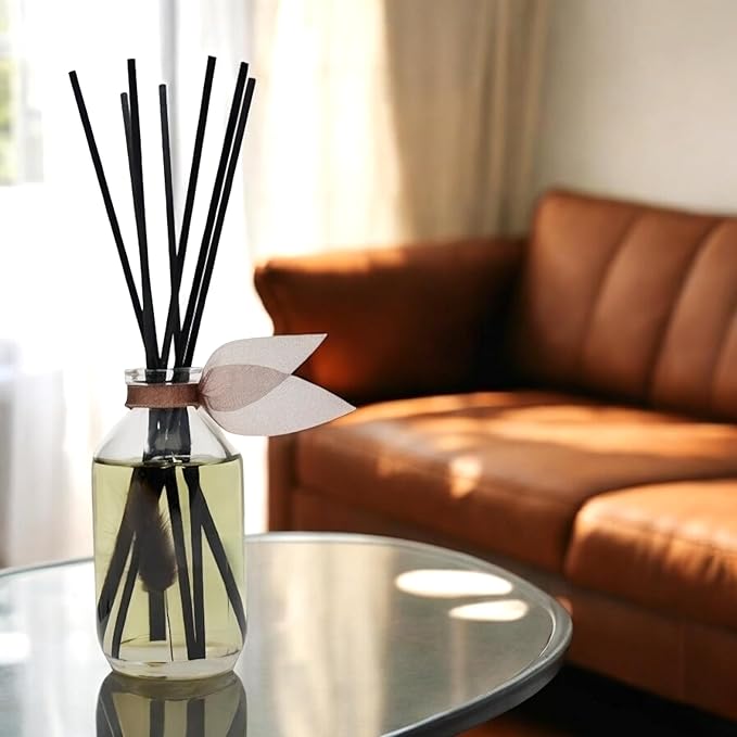 LOVSPA Reed Diffuser Set, Santal (Sandalwood) Scented Oil Diffuser with Sticks, Home Fragrance Accessories for Bathroom Shelf Decor, Aroma Diffusers for Home or Office Fall Decor, USA Made-Ruum Studio Home