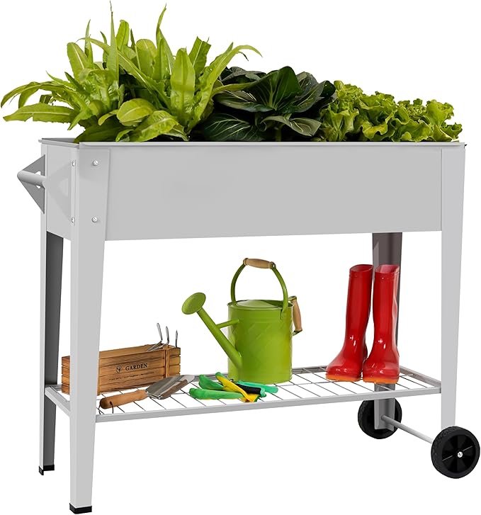 𝐑𝐚𝐢𝐬𝐞𝐝 𝐆𝐚𝐫𝐝𝐞𝐧 𝐁𝐞𝐝 𝐎𝐮𝐭𝐝𝐨𝐨𝐫 Elevate Herb Garden Planter Box Outdoor Raised Planter Box with Legs On Wheels for Vegetables Flower Tomato Patio Backyard-Ruum Studio Home