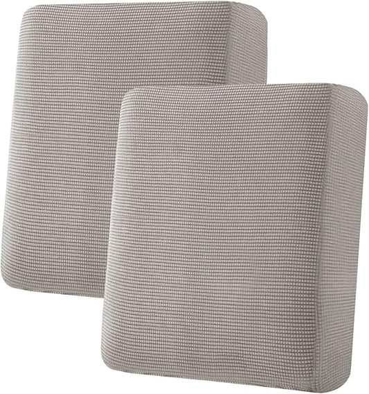 H.VERSAILTEX Super Stretch Individual Seat Cushion Covers Sofa Covers Couch Cushion Covers Slipcover Sets Thick Jacquard Textured Twill Fabric (2 Piece Medium Sofa Cushion Covers, Taupe)-Ruum Studio Home