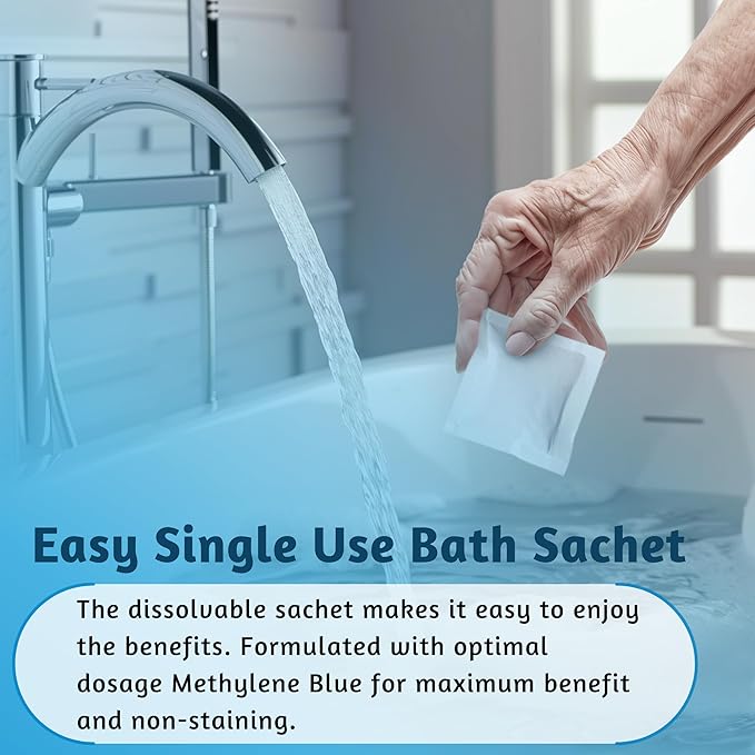 Methylene Blue Bath Soak | Age Defying Serum for Aging and Fragile Skin | Supplement for Defying The Signs of Aging Fragile Skin | USP Pharmaceutical Grade | 10 Dissolvable Sachets-Ruum Studio Home