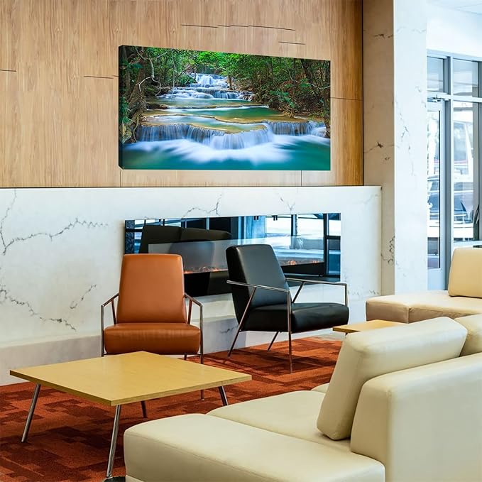 DZL Art S75275 Canvas Prints Wall Art Forest Waterfall Landscape Forest Scenery Painting Nature Wilderness Photography for Living Room Bedroom Bathroom Home Office Decor-Ruum Studio Home