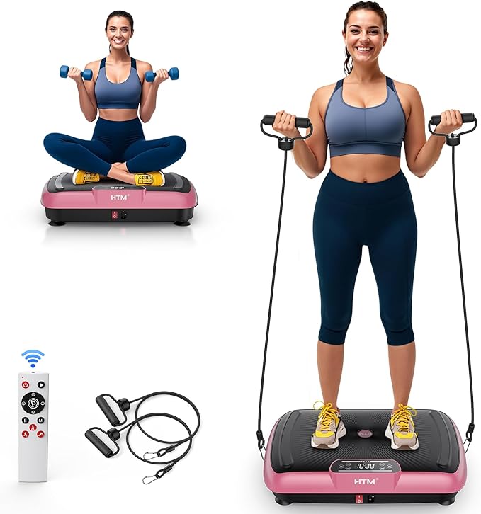 Vibration Plate Exercise Machine - 180 Speeds & 300 lb Capacity, Full Body Workout Vibration Platform with Remote Control for Lymphatic Drainage, Weight Loss & Toning-Ruum Studio Home