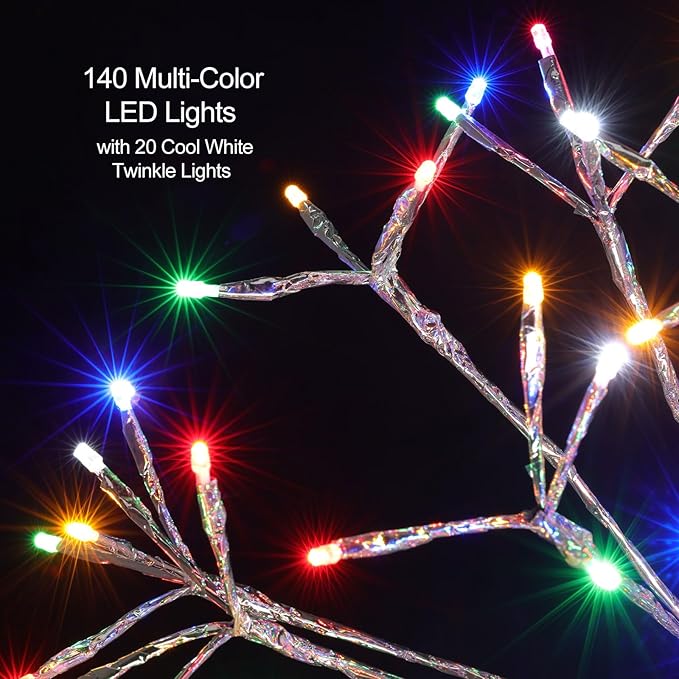 Christmas led Sparkle Ball Hanging Outdoor décorations -Haning Twig Ball,Snowflake Ornament Lights Indoor Outdoor Festive Holiday Décor 24Inch (Mutilcolor)-Ruum Studio Home