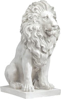 Design Toscano Lion of Florence Sentinel Indoor/Outdoor Animal Statue, 28 Inch Tall, Cast Stone Resin, Antique Stone Finish-Ruum Studio Home