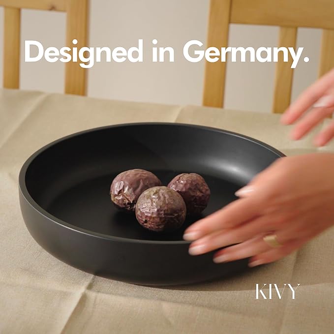 KIVY Concrete Fruit Bowl for Kitchen Counter - Large Decorative Bowl for Home Decor - Modern Key Bowl for Entryway Table - Concrete Bowl - Decorative Bowls for Home Decor - Black Fruit Bowl Decor-Ruum Studio Home