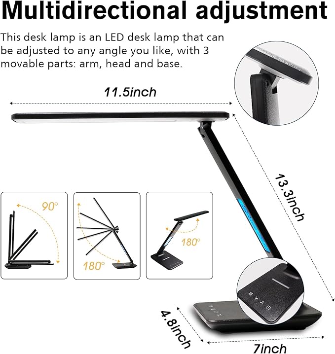 LAOPAO Desk Lamp with Wireless Charger: USB Charging Port, Table Lamp with Clock, Desk Lamps for Home Office College Dorm Room Essentials-Ruum Studio Home