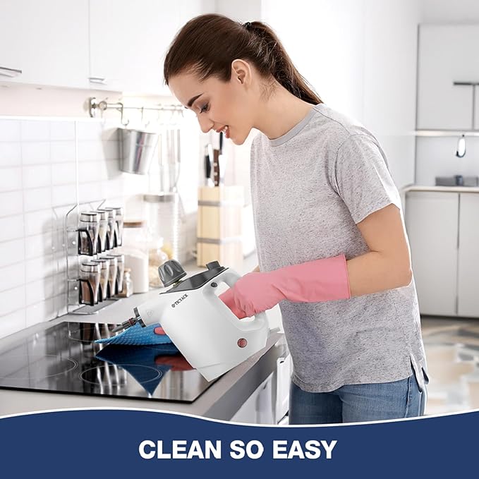 Handheld Steam Cleaner, Steam Cleaner with 16 PCS Accessory & Safety Lock, 500ML Large Capacity Natural Surface Steam for Cleaning, Multipurpose Steamer for Home, Car, Bathroom, Grease (White)-Ruum Studio Home