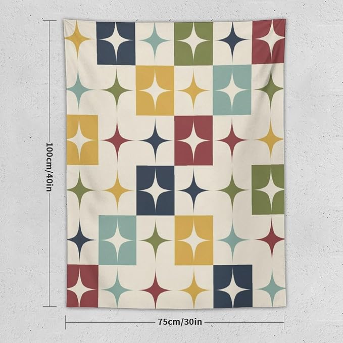 ICMOLYYENLO Boho Medieval Cat Tapestry, Abstract Atomic Starburst Geometric Aesthetic Art Wall Hanging For Bedroom Living Room Dormitory 60x80 Inches-Ruum Studio Home