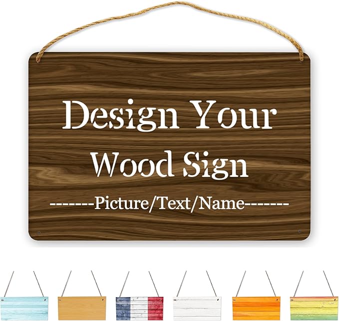 Personalized Wood Board Hanging Door Sign, Custom Welcome Sign Add Your Design, Customized Wall Plaque for Porch, Wall, House, Garden, Yard, Home, Farmhouse, Decor Hanging 11.8x7.8 inch-Ruum Studio Home