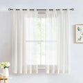 FMFUNCTEX Linen Sheer Curtains for Bedroom, Beige Curtains 63 Inch Length Short Light Filtering Draperies for Living Room, Natural Cream White Light Filtering Farmhouse Curtain Grommet Top 2 Panels-Ruum Studio Home