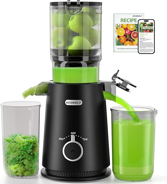 Juicer Machines with Wide Mouth & Large Feed Chute, Professional Cold Press Juicer For Whole Fruits & Vegetables, Self Feeding for Juice Extractor Machine, Easy to Clean, High Juice Yield-Ruum Studio Home