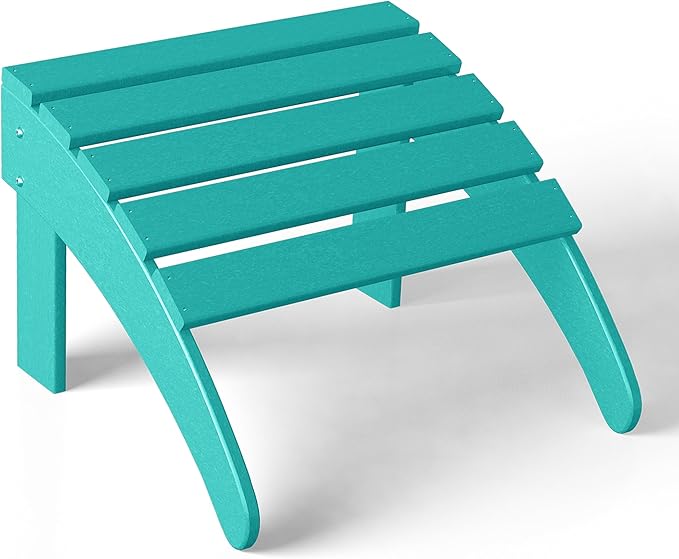 WestinTrends Outdoor Ottoman, Patio Adirondack Ottoman Foot Rest, All Weather Poly Lumber Folding Foot Stool for Adirondack Chair, Widely Used for Outside Porch Pool Lawn Backyard, Turquoise-Ruum Studio Home