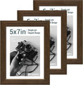 5x7 Picture Frame 3 Pack - Brown Woodgrain, Wood Photo Frame, HD Tempered Glass, Table Display or Wall Hanging-Ruum Studio Home