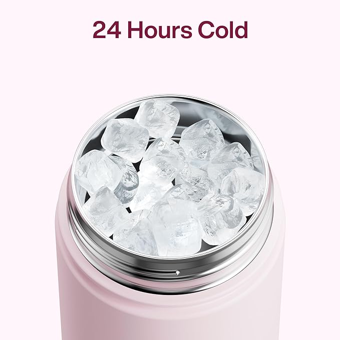 Insulated Water Bottle with Straw - Encool Stainless Steel Water Bottle, Leak-Proof, BPA-Free, Double Wall Vacuum Keeps Cold for 24 Hours for Sports, Travel, School (26 oz, Cotton Candy)-Ruum Studio Home