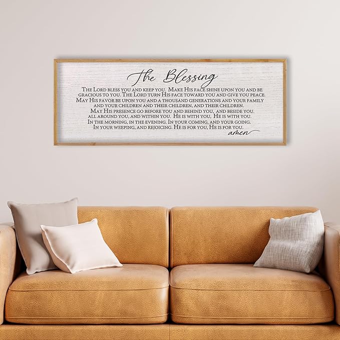 LuZhiQiang The Blessing Christian Song Lyrics Wall Decor 40''×15'' Scripture May The Lord Bless You Bible Verse Wall Art Sign (Wood)-Ruum Studio Home