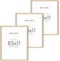 HAUS AND HUES Set of 3 Pennsylvania Oak Wood Picture Frames, 8.5x11 in, Beige, Minimalist Style, Shatterproof Plexiglass, Wall Mount, 3 Count-Ruum Studio Home