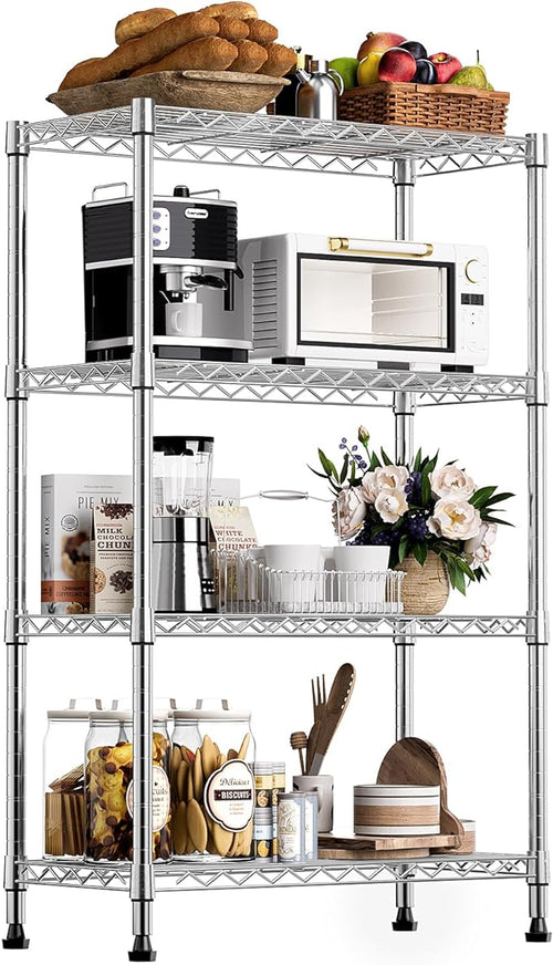 1000 lbs Storage Shelving 4-Tier Utility Shelving Unit Steel Organizer Wire Rack for Home,Kitchen,Office,Chrome (13.7" D x 23.6" W x 53.4" H)-Ruum Studio Home