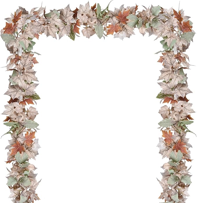 Lvydec 2 Pack Fall Maple Garland - 5.9ft/Piece White Artificial Fall Foliage Garland Colorful Autumn Decor for Home Wedding Party-Ruum Studio Home