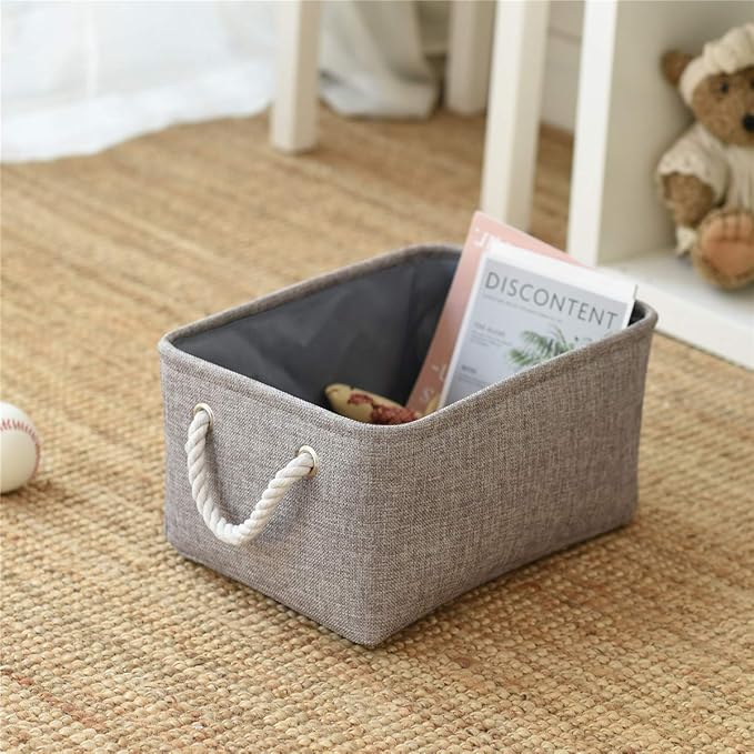 TheWarmHome Storage Bins Basket - Storage Baskets for Organizing Shelves,Home Closet Organizer for Book Shelf Organization,Fabric Storage Cubes,Medium Decorative Grey Basket Gift-Ruum Studio Home