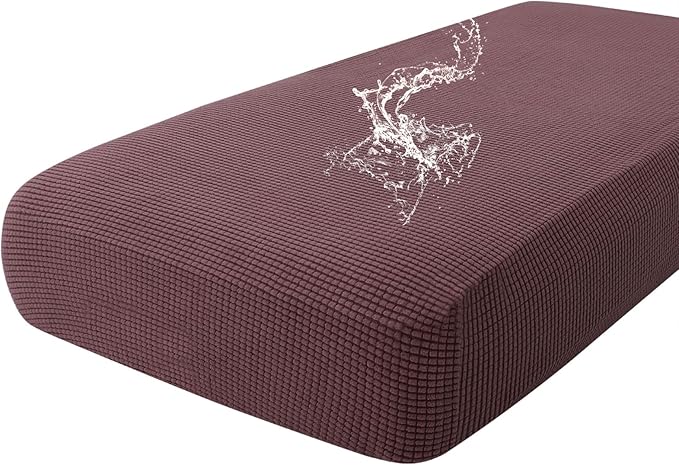 hyha Waterproof Couch Cushion Covers for Pets, Non Slip Sofa Seat Cover for Dogs Washable, Soft Thick Stretch Jacquard Fabric, Sofa Slipcovers with Elastic Bottom (1 Piece for Large, Chocolate)-Ruum Studio Home