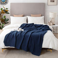 EMME Cotton Blanket Queen Size for Bed Soft Large Muslin Bed Blankets 90"x90" Lightweight Breathable All Season Gauze Blanket, Navy-Ruum Studio Home