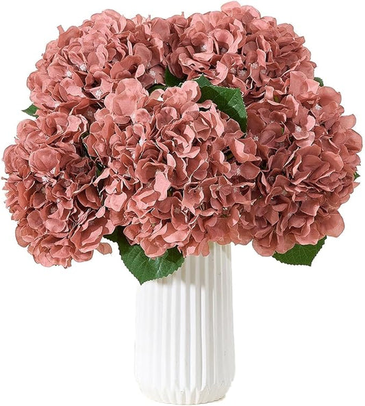 8Pcs Dusty Rose Fake Flowers Silk Hydrangea Artificial Flowers Bouquets Faux Hydrangea Stems for Home Table Centerpieces Wedding Party Decoration-Ruum Studio Home