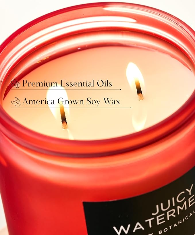 M&SENSE Juicy Watermelon Scented Candle - 11.6oz Clean Non Toxic Natural Soy Wax 70-Hour Burn Long Lasting Candle, 2-Wick Fruit Scent for Home Decor & Housewarming Gifts - Fragrance for Women & Men-Ruum Studio Home