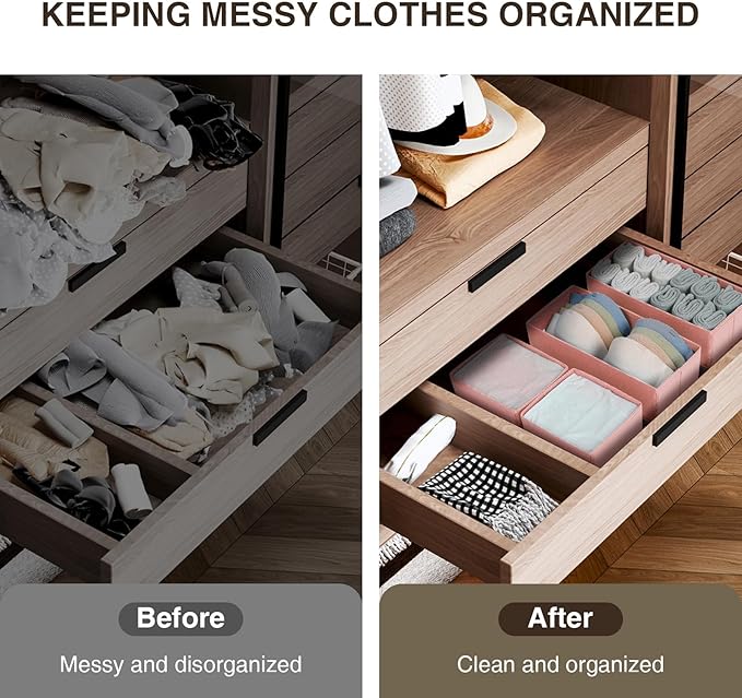DIMJ Drawer Organizer Clothes 15 Pack - Foldable Dresser Organizer for Nursery, Bedroom, Closet - Pink Dividers for Baby Clothes, Underwear, Clothing, Sock, Belt, Tie-Ruum Studio Home