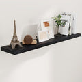 55 Inch Floating Shelves Black, Rustic Wood Floating Shelf Wall Mounted, 9 Inch Deep Floating Shelf for Kitchen, Bedroom, 55 x 9 Wall Shelves for Home Storage, Set of 1-Ruum Studio Home