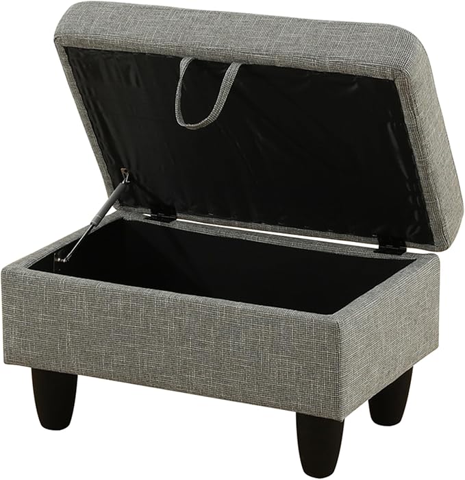 Ottoman Rectangular Storage Ottoman Bench, Flannel Footrest Stool Footstool with Lid for Living Room, Bedroom, Entryway, Gray, 28.5"x19"x17.5"-Ruum Studio Home