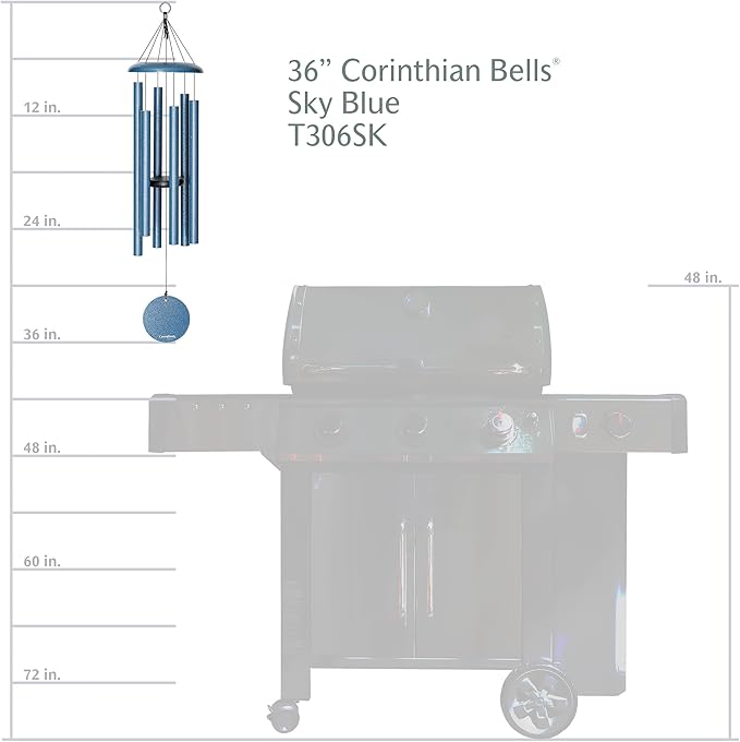 Corinthian Bells by Wind River - 36 inch Sky Blue Wind Chime for Patio, Backyard, Garden, and Outdoor Decor (Aluminum Chime) Made in The USA-Ruum Studio Home