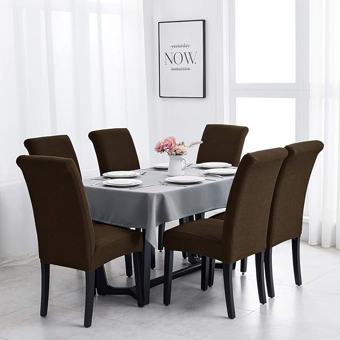 Joccun Chair Covers for Dining Room Set of 2,Dining Chair Slipcovers Stretch Dining Room Chair Covers Seat Protector,Washable Parsons Chair Cover for Home,Banquet(Seal Brown,2 Pack)-Ruum Studio Home