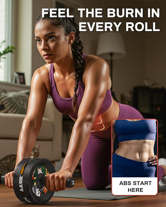 VINSGUIR Ab Roller Wheel, Abs & Core Workout Equipment for Home Gym with Knee Pad Accessories, Abdominal Wheel for Full-body Strength Training-Ruum Studio Home