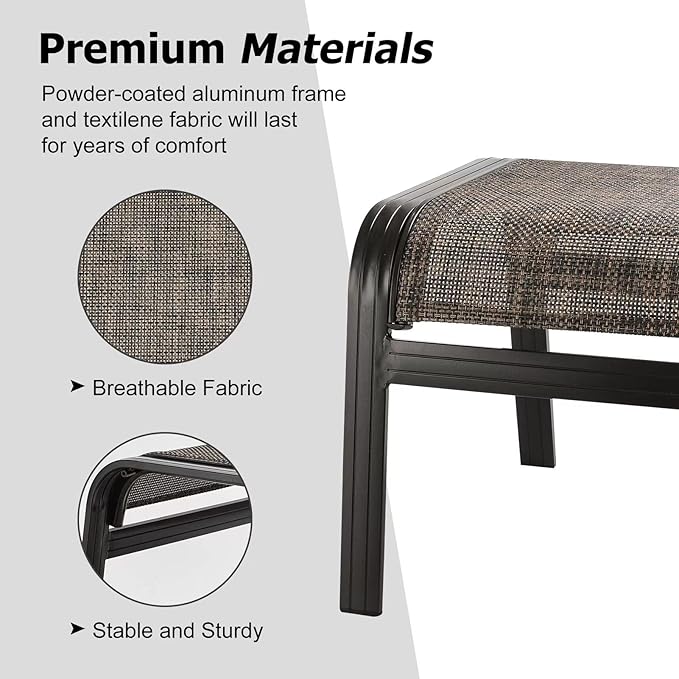Patio Footstools Outdoor Foot Rest Aluminum Ottomans Samll Seat Wicker Furniture Patio Ottoman 2 Pieces Brown-Ruum Studio Home